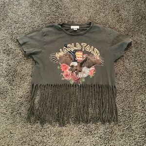 Frayed band crop t-shirt